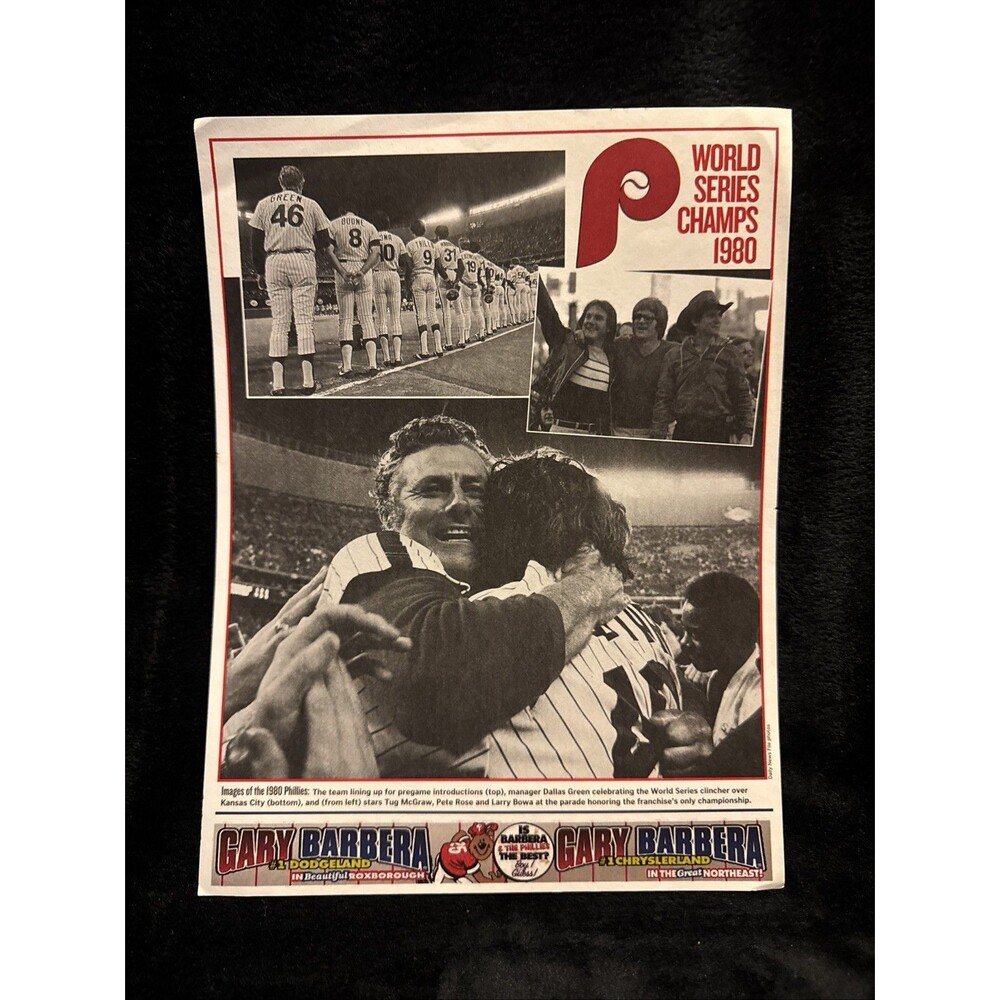 Vintage 1980 Philadelphia Phillies World Series Champs Newspaper poster 9x12